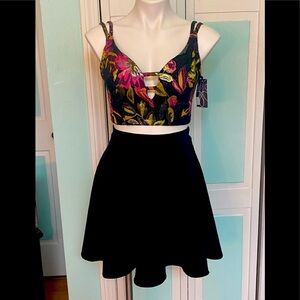 Size 4 floral bustier skater Skirt 2 pc homecoming cocktail dress